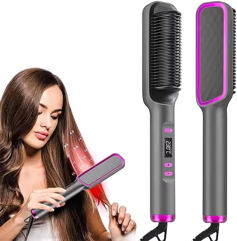 LCD Hair Straightener Brush (5 Temp Settings)